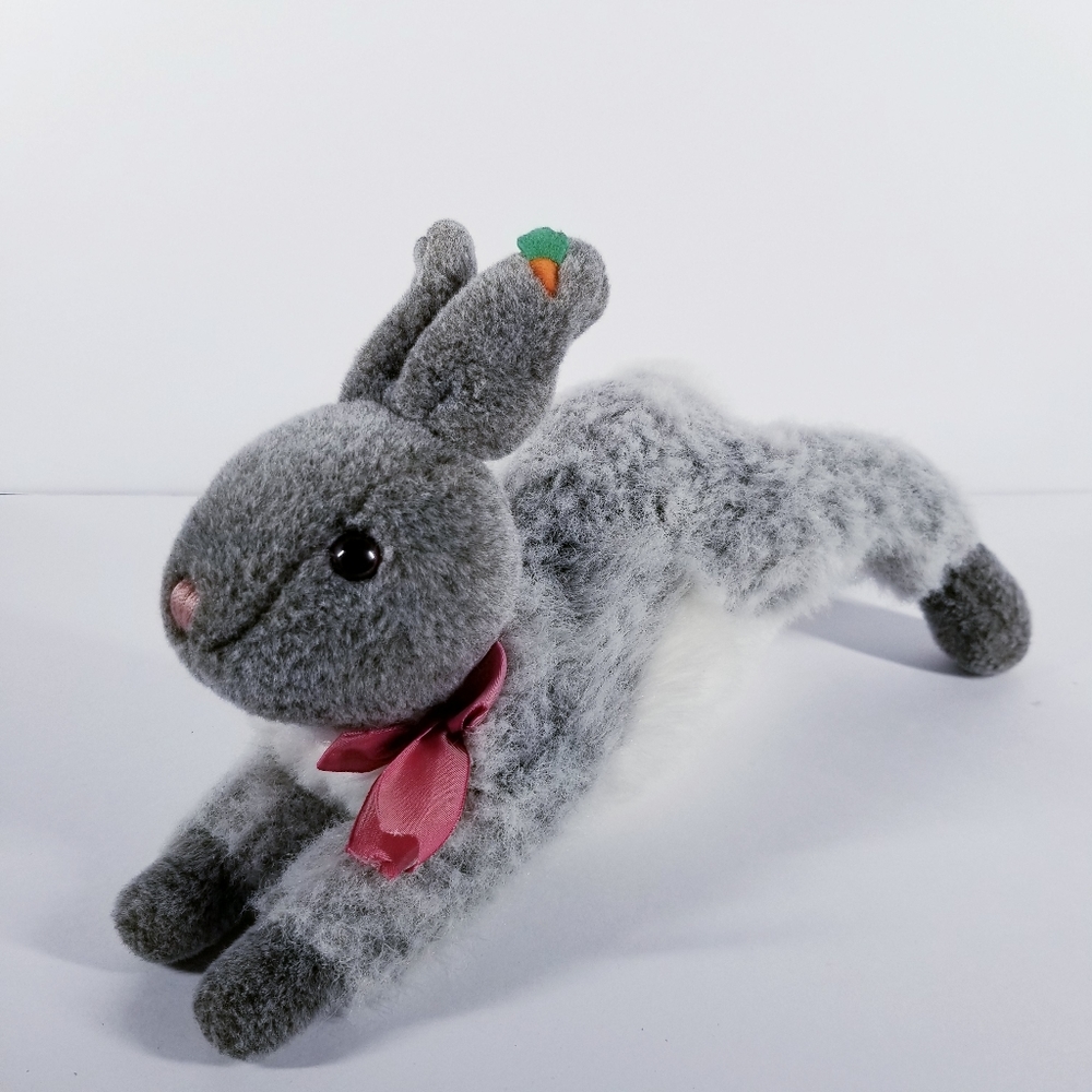 WalMart 14" Gray Easter Rabbit Bunny Carrot Ear Plush Stuffed Animal Realistic